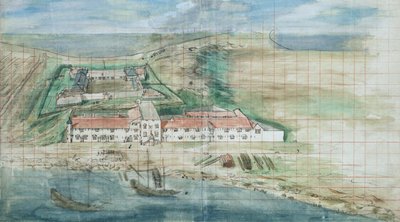 Overview of Fort Zeelandia in Tainan, Taiwan by Johannes Vingboons